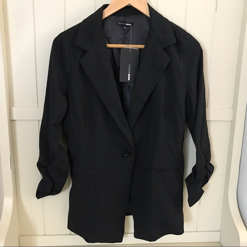 3/4 sleeves. “None of Your Business Blazer”